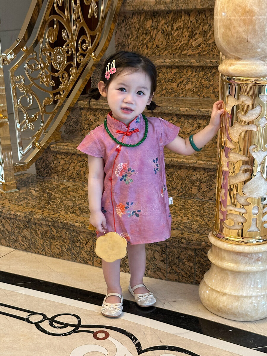 FADOBABY Girls' Qipao Dress 2026 New Summer Children's New Chinese Style Jacquard Retro Dress Baby Hanfu Skirt 25